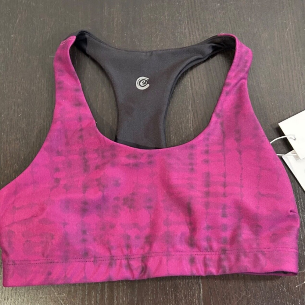 Johnny Was Calme Endurance Reversible Tie Dye Sports Bra Purple, Black Size S